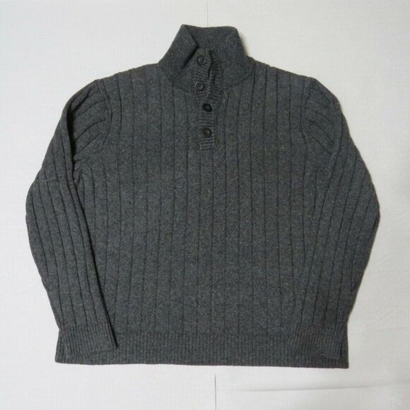 Banana Republic Men's Button Packet Pullover Sweater Heather Gray Size Large - Picture 3 of 11